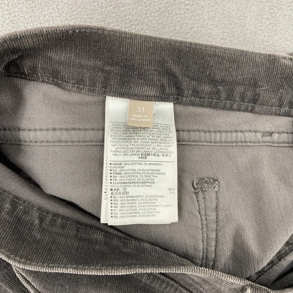 Banana Republic Pants Mens 31 Gray Corduroy Cotton Mid Rise Skinny Leg Ankle Zip